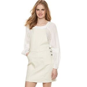 LC Lauren Conrad Ivory Denim Jean Jumper Dress